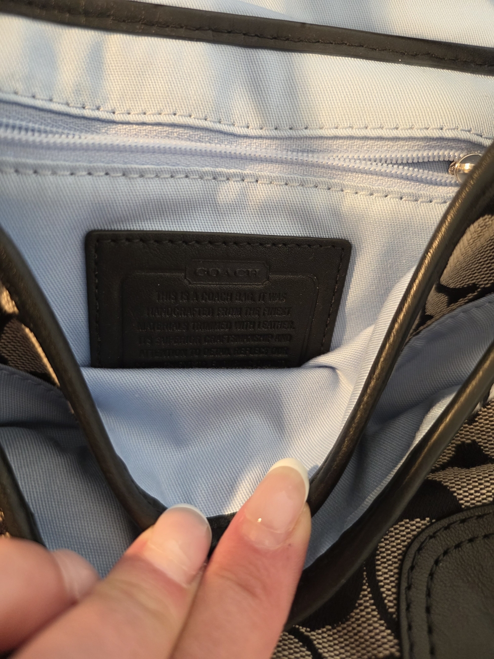 Coach Black and Grey Signature Shoulder Bag with Buckle Flap - Picture 6 of 8